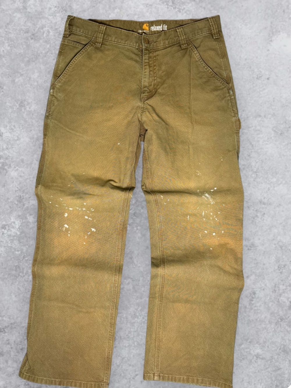 Carhartt Custom Moss Green/Khaki Rugged Canvas Workwear Pants Size 34x30